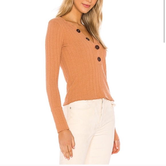 Free People Burnt Orange Oliver Henley Top - Picture 2 of 6